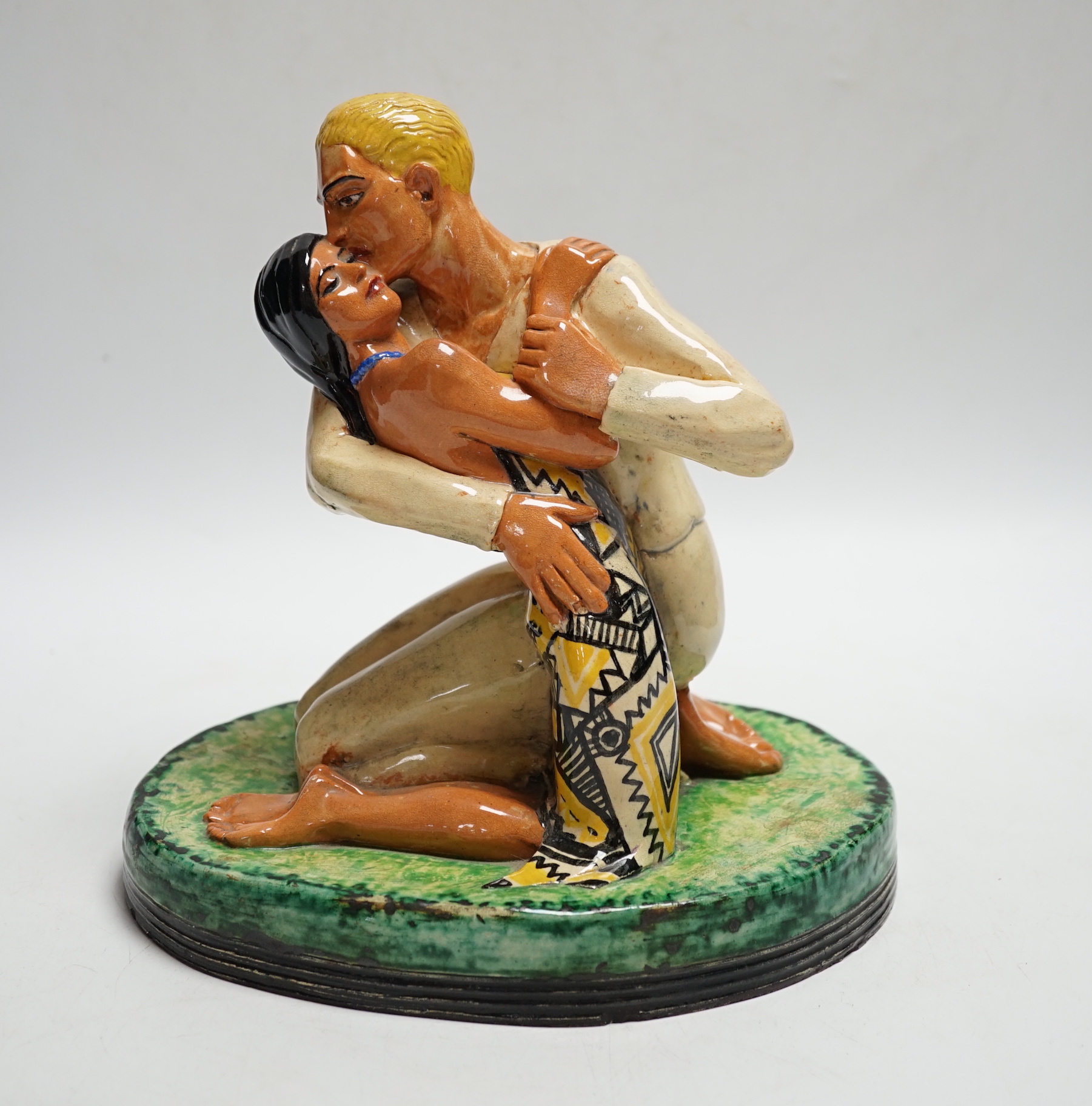 Dunstan Ford Smith, dated 1926, a pottery figure group, 21cm high